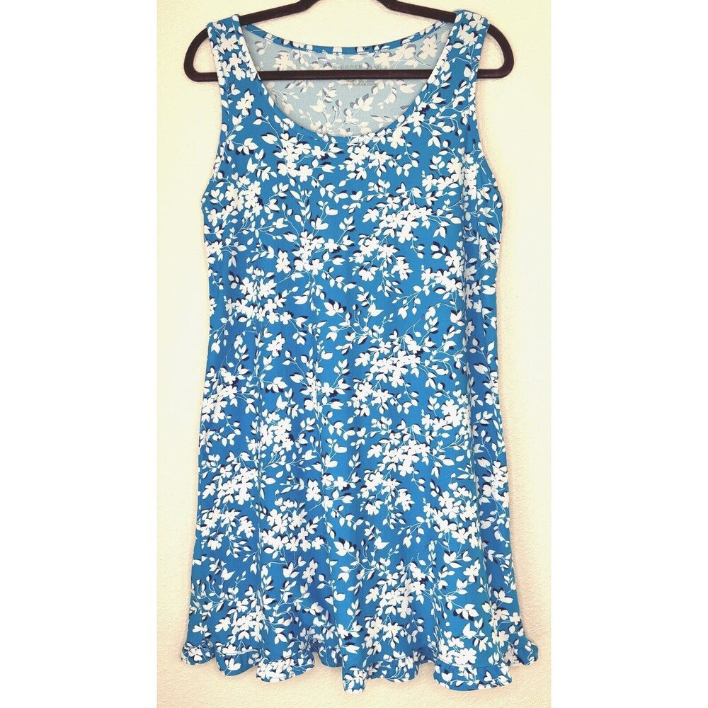 Draper James Nightie Blue‎ Shadow Floral Ruffle Pajama Dress Ruffle Small Medium - Picture 4 of 9